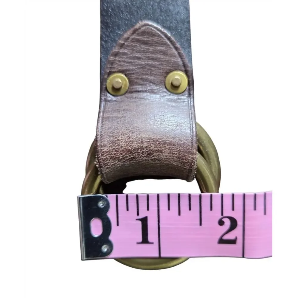 Polo Ralph Lauren Leather Belt M Double O Ring Brass Buckle Equestrian Classic